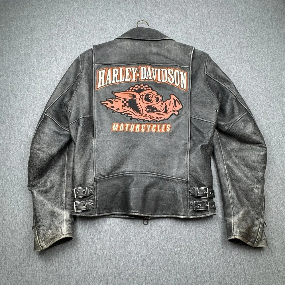 Harley Davidson Road Hog Distressed Leather Jacket 97064 Sz S Motorcycle Biker
